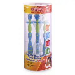 NUBY - Set De Cepillos De Dientes Sistema 4 Etapas Celeste