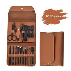 GENERICO - Set Manicura Pedicura Acero Inoxidable cortauñas 16 Piezas M
