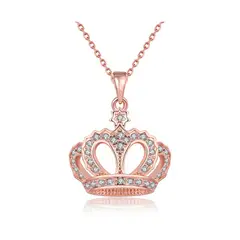 GENERICO - Collar De Mujer Corona Color Rosa Con Cristales Austriacos