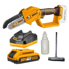 INGCO - Mini motosierra 5" 20v incluye batería 2ah y cargador