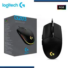 LOGITECH - MOUSE G203 LIGHTSYNC OPTICAL 8000 DPI RGB BLACK