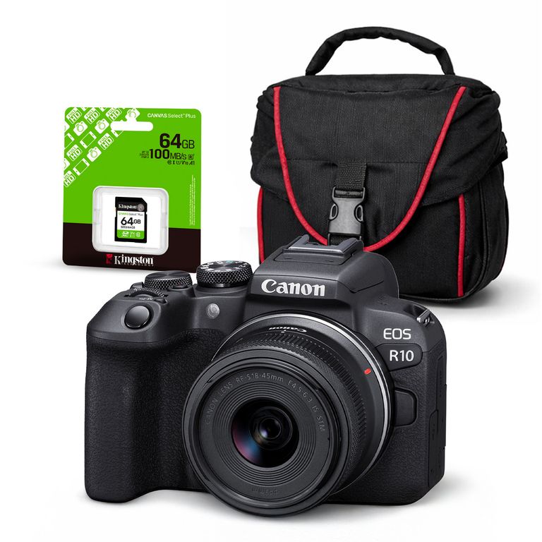 Cámara EOS R10 Lente RF-S 18-45mm Kit Básico de Accesorios
