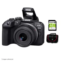 CANON - Cámara EOS R10 Lente RF-S 18-45mm Kit Básico de Accesorios.