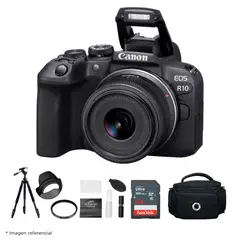 CANON - Cámara EOS R10 Lente RF-S 18-45mm Kit Ultimate de Accesorios