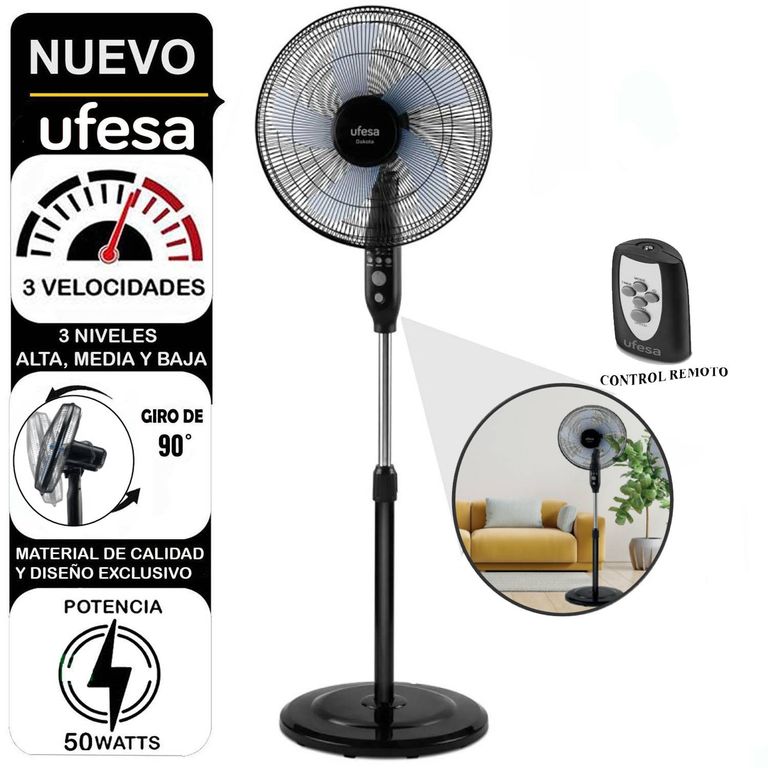 Ventilador Pedestal con Control y Temporizador