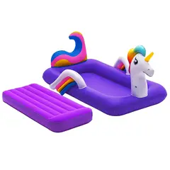 BESTWAY - Cama Inflable Niños Unicornio 196x104 Multicolor Cómoda Divertida