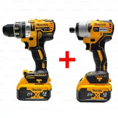 GENERICO - COMBO ATORNILLADOR DE IMPACTO TALADRO PERCUTOR 21V MKOOL