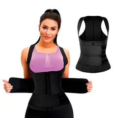 GENERICO - Chaleco Reductor Moldeador Con Doble Cinturón Neopreno Para Mujer