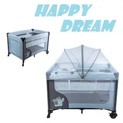 EBABY - Cuna corral con Cambiador Happy Dream -Celeste