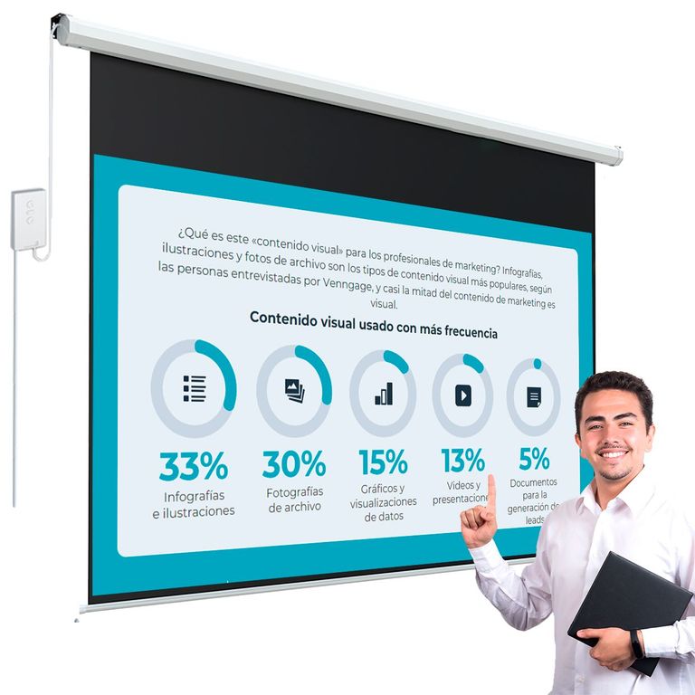 Pantalla Retráctil para proyector Ecran Eléctrico 120 Pulgadas H120MT