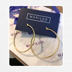 GENERICO - Aretes Acero - Argollas Lisa Grande Dorada