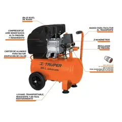 TRUPER - Compresor aire, 25 L, 3 Hp (potencia máxima ), 220V, 60Hz
