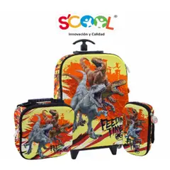 SCOOL - SET MOCHILA JURASSIC WORL AMARILLO