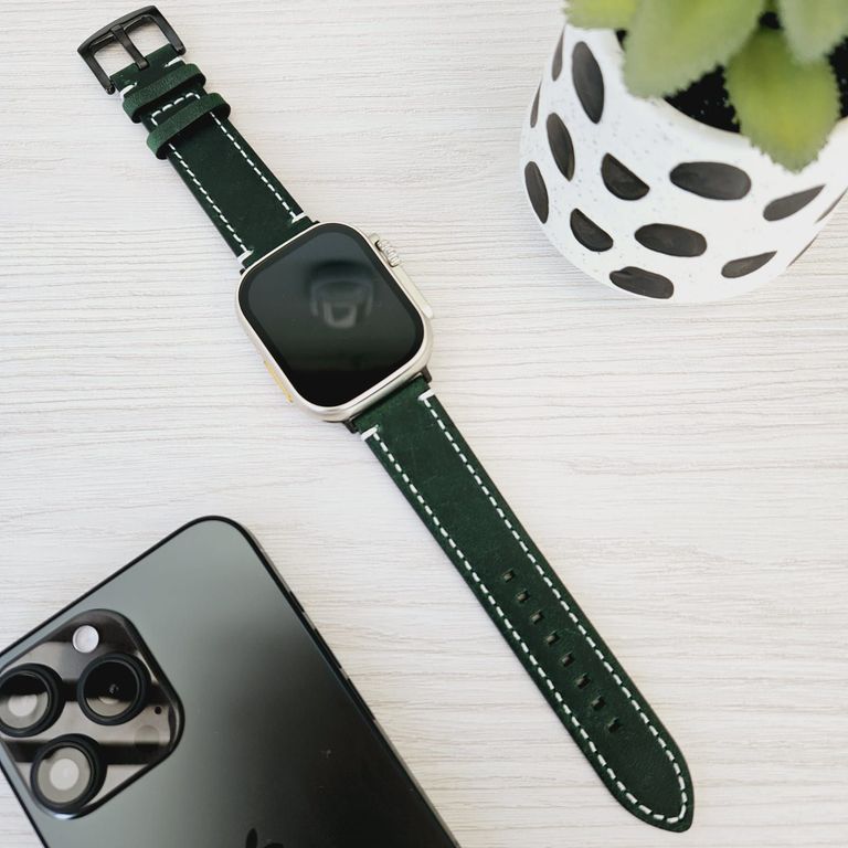 Correa Cuero para APPLE WATCH 49mm - 45mm - 44mm - 42mm - Verde