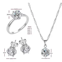 GENERICO - Pack Joyas Shiny Crystal Collar Aretes y Anillo Regalo San Valentin