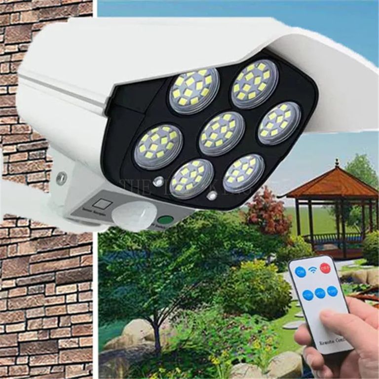 REFLECTOR DE ILUMINACION SOLAR CON 77 LEDS TIPO CAMARA DE SEGURIDAD