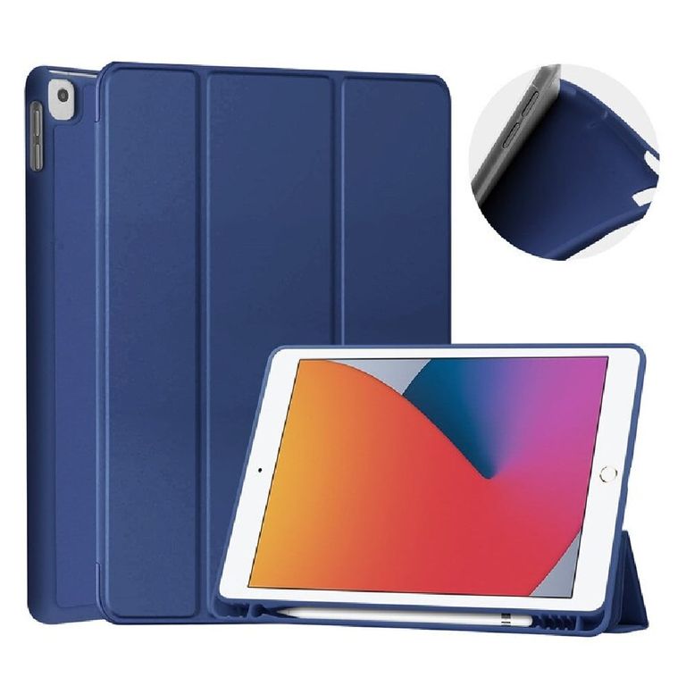 Funda de iPad Air 2 9.7" Imantada + Portalápiz Azul Antishock