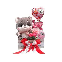 GENERICO - Adorno Box Mapache De Peluche con chocolates Amor San Valentín