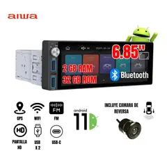 AIWA - Autoradio Android Pantalla 6 HD Bluettoth Carplay Mirrorlink