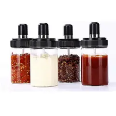 GENERICO - Set de 5 Condimenteros Especieros Frasco de Vidrio con Cuchara