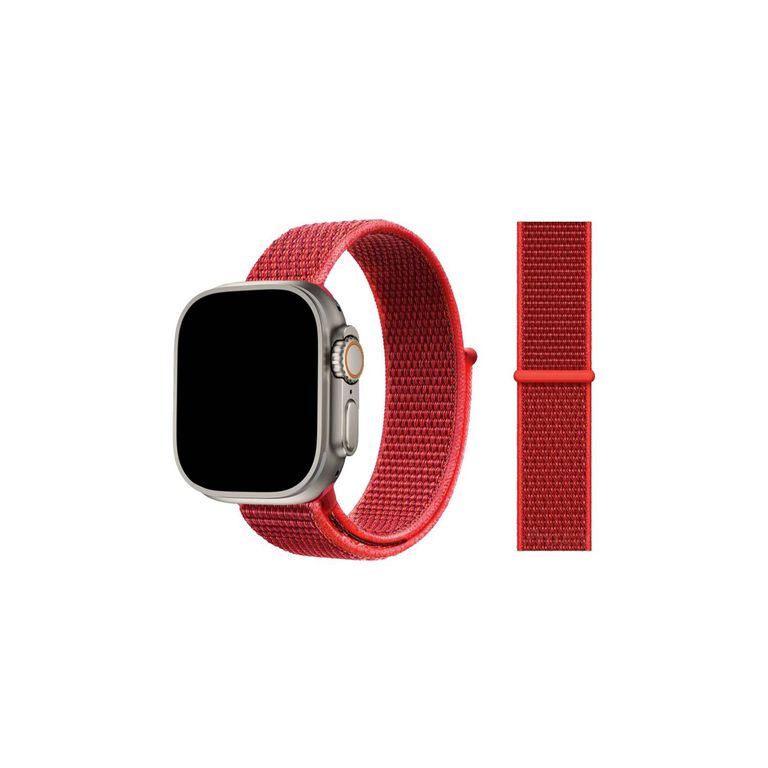 Correa Nylon para Apple Watch y Smartwatch 42mm a 49mm Rojo
