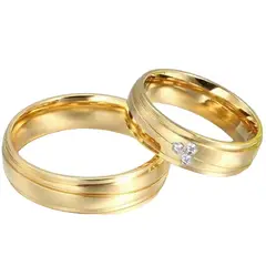 GENERICO - Aro Alianzas de Matrimonio Deluxe Mujer Bañado Oro18K San Valentín