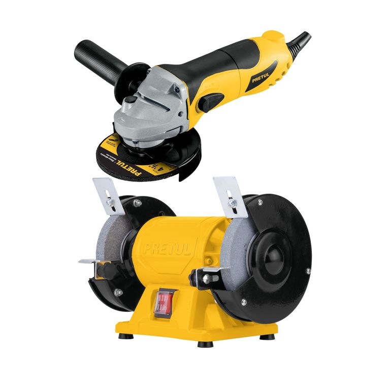 Combo Amoladora 4 ½ 700w y Esmeril de banco 5"