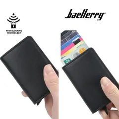 BAELLERRY - BILLETERA CUERO TARJETERO ANTIRROBO RFID HOMBRE - NEGRO