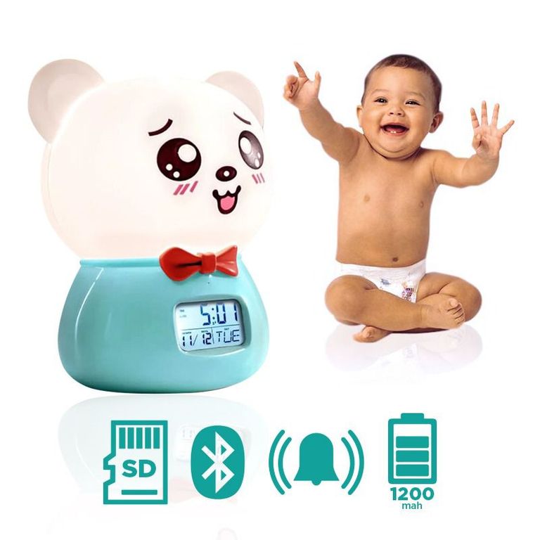 PARLANTE KAWAI BLUETOOTH CON RELOJ LUECES RGB Y ALARMA