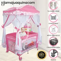 KINGDOM - Cuna Corral «MAJESTIC ARABIC» 2 en 1 Pink