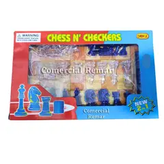 GENERICO - Ajedrez y Damas Económico Tablero de Cartón Piezas Plástico