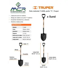 TRUPER - Pala O LAMPA MINERA redonda T-1000 con puño Y 5und