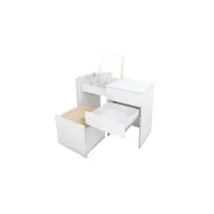 BARAKA HOME - Tocado Organizado Con Espejo Nes Puff - Blanco