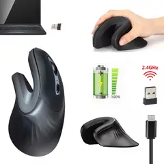 GENERICO - Mouse Vertical Inalambrico Ergonómico 1600 DPI USB 2.4Hz recargable