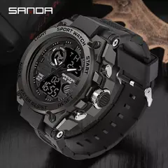 SANDA - RELOJ HOMBRE NEGRO 739 DIGITAL ANALÓGICO IMPERMEABLE
