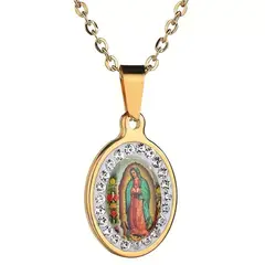 GENERICO - Collar Medalla Virgen de Guadalupe Acero Inoxidable