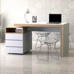 TU MESITA - Escritorio y Archivero Doble Cara Premium Blanco con Haya