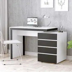 TU MESITA - Escritorio Minimalista Ivana 4 Cajones Blanco con Negro