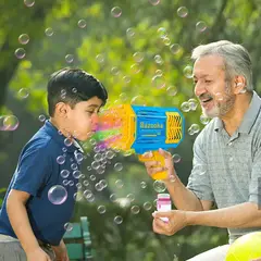 OEM - BAZOKA LANZADOR DE BURBUJAS DE 69 HOYOS RECARGABLE CON LUCES