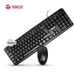 TEROS - Teclado y mouse TE4062 Optico negro Español cableado USB