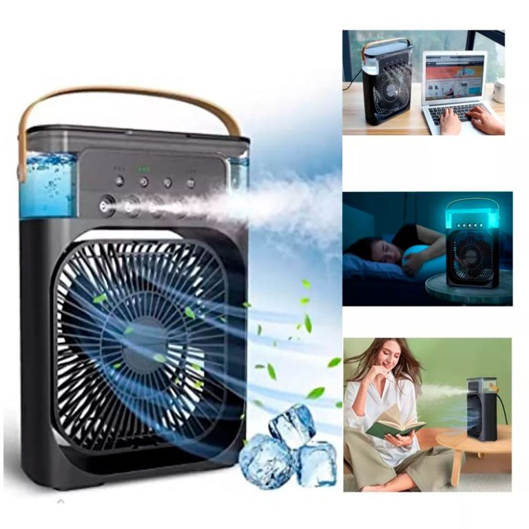 Ventilador Portátil Humidificador Aire Acondicionado Negro 3 En 1