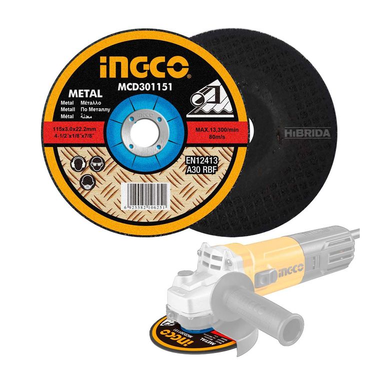 DISCO DE CORTE DE METAL 4½ 115MM PARA AMOLADORA ESMERIL - MCD301151