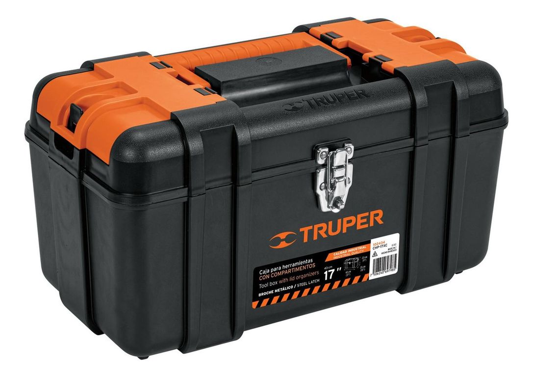 Caja para herramienta 17 con compartimentos broches metálicos