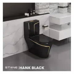 STONE - INODORO MINIMALISTA HANK REDONDO NEGRO CDORADO