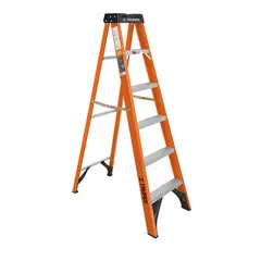 TRUPER - Escalera de tijera, tipo ll, 5 peldaños, fibra de vidrio