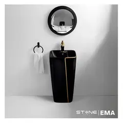 STONE - LAVATORIO STANDING EMA NEGRO C DORADO