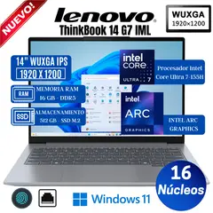 LENOVO - Laptop ThinkBook 14 G7 IML 14" WUXGA IPS,Core Ultra 7-155H, Ram 16GB, Ssd 512GB, Win 11 Pro