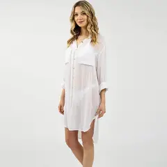 KAST PE - Blusa Salida de Playa Carrie Blanco Manga Larga Talla ML