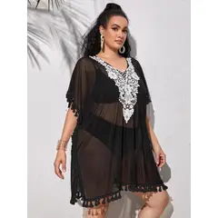 KAST PE - Salida de Playa Tipo Túnica Pareo Modelo Alexia - Negro N