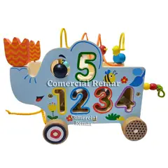 GENERICO - Elefante Didáctico de Madera con Circuito Encaje y Arrastre